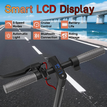 Electric Scooter -8.5'' Solid Tires, 19 MPH Max Speed, 350W Motor, 16 Miles Range,Adjustable Speed Foldable Commuter Scooter