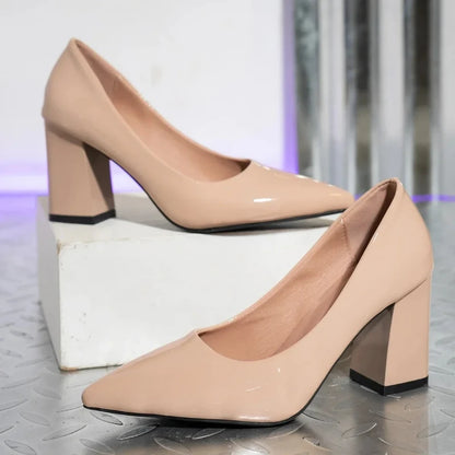 Luxury Women's High Heel Shoes Black 8cm Light Thick High Heel Shoes Fashionable Elegant Pointed Toe Women's Shoes Pumps Zapatos