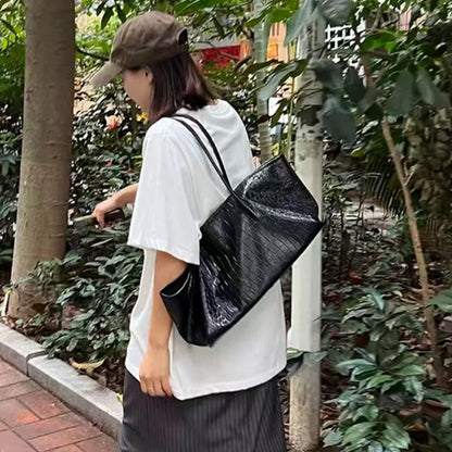 Luxury Vintage Crocodile-embossed Tote,women's Large-capacity Shoulder Handheld Bag,stylish Minimalist Casual Commuter Tote Bags
