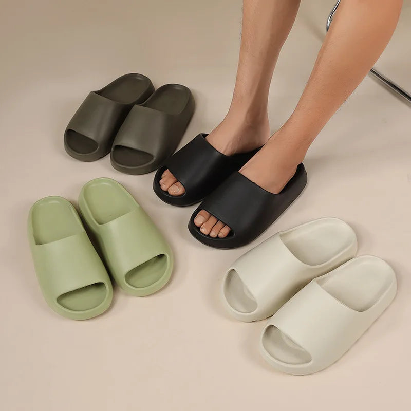 MENG PAI Thick Soled Eva Fashion Slides Soft Summer Slippers Comfortable Beach Sandals Casual Home Shoes For Men And Women