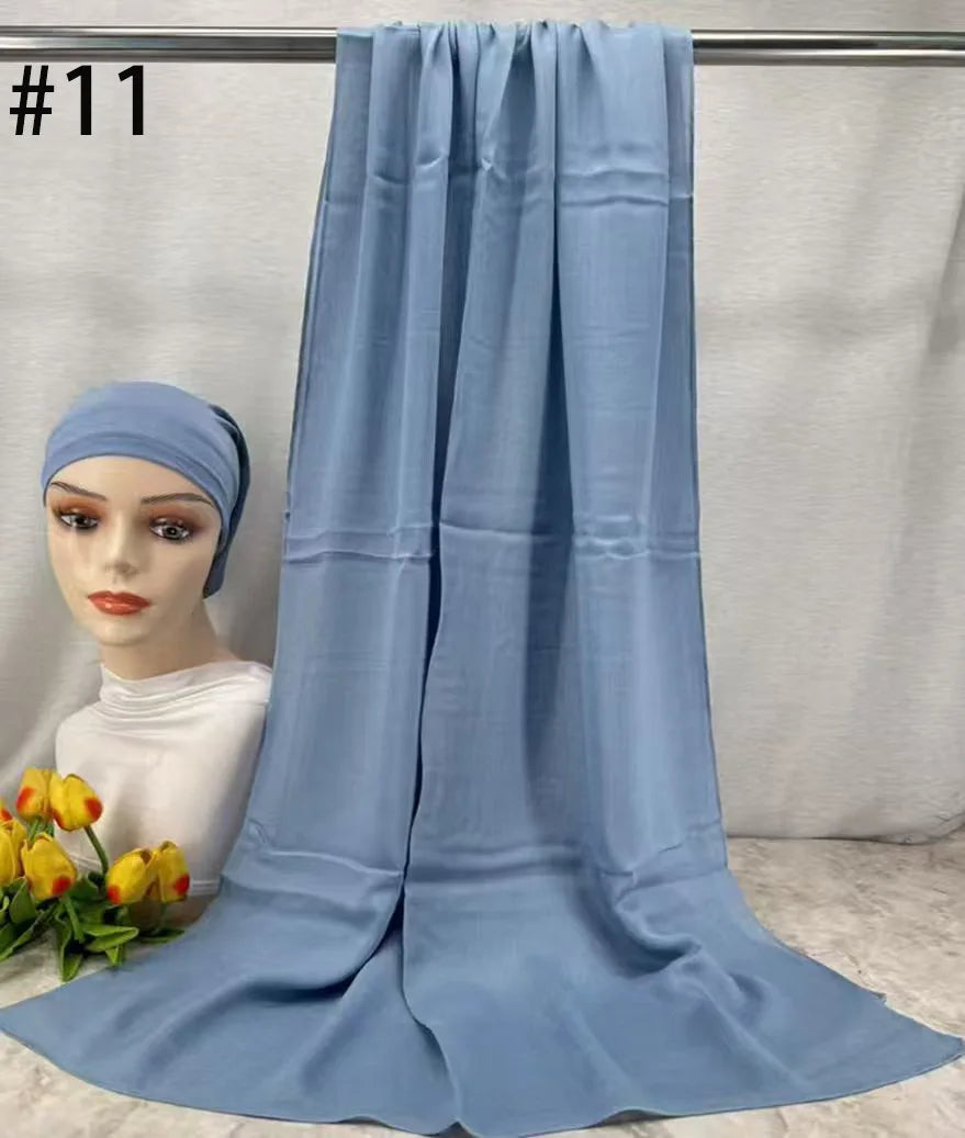 Mini Modal Hijab with Undercap Set Basic Stretchy Pullover Headscarf Thin Breathable Sunscreen Head Wrap Hijabs Scarf 165*50cm
