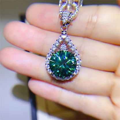 Luxury 5ct / 10ct Green Moissanite Diamond Pendants Necklaces For Women S925 Sterling Silver Jewelry Women's Necklace Pendants