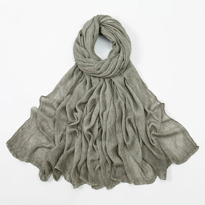 Fashion Crinkle Cotton Royan Hijab Scarf for Muslim Women Islamic Long Soft Shawls Wraps Short Tassel Bufanda Accessories