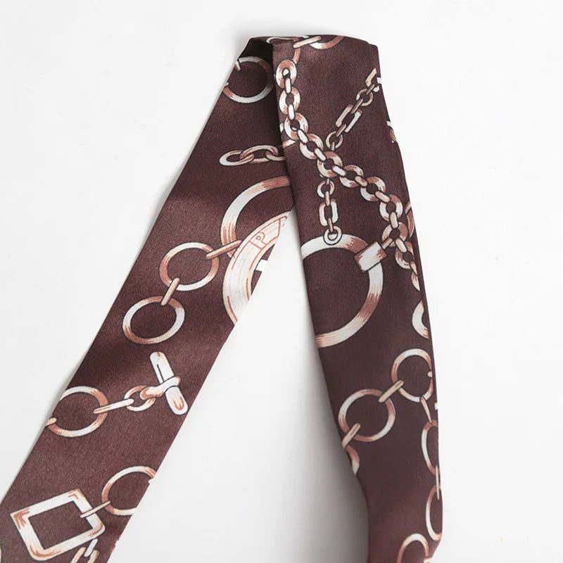 16 Colors Print Flower Small Scarf for Women Narrow Ribbon Headband Female Neckerchief Handle bag Band Hair Tie Accessories