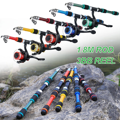 Sougayilang 1.8M Spinning Fishing Rod and Reel Combo 5.2:1 Telescopic Rod with 3BB Fishign Reel Max Drag 5kg Full Fishing Kit