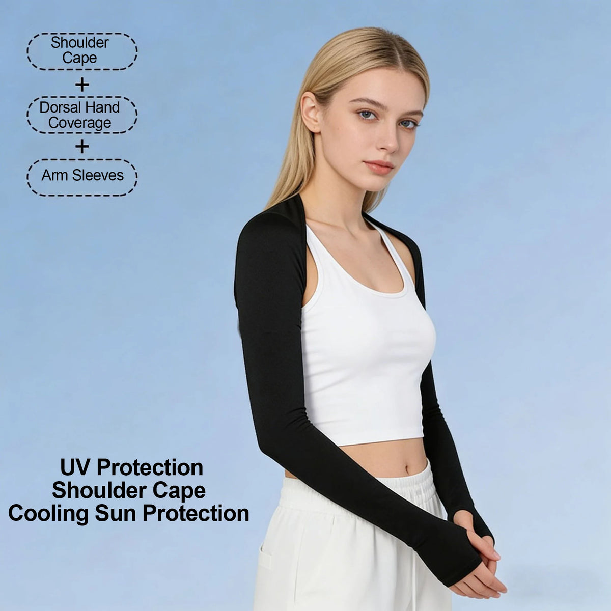 UV Protection Shrug Cooling Cycling Shawl Sun Cover Golf Stretch Breathable Casual Wear Summer Thumb Hole Driving Arm Sleeve