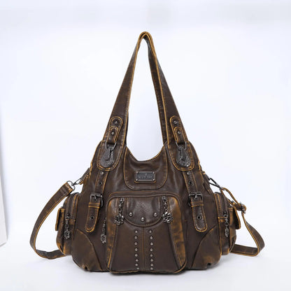 Vintage Women Bag Large Handbags Satchel Top-handle PU Shoulder Bag Vintage Dumpling Pack Multi-pockets Shoulder Bags Purse