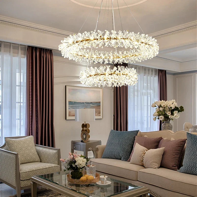 French crystal chandelier, romantic firefly, snowflake, light luxury, modern creativity, warm bedroom, dining room chandeliers
