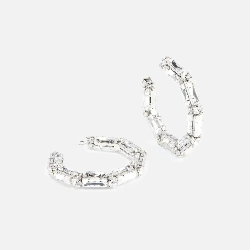 Shine Circle Large Crystal Hoop Earrings for Women 2023 Trending Oversize Statement Rhinestone Dangle Earrings Stud Jewelry