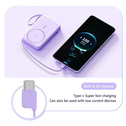 50000mAh Large Capacity Solar Power Bank 4 In1 Built in Cables Intelligent Digital Display Laser Light For Samsung Apple