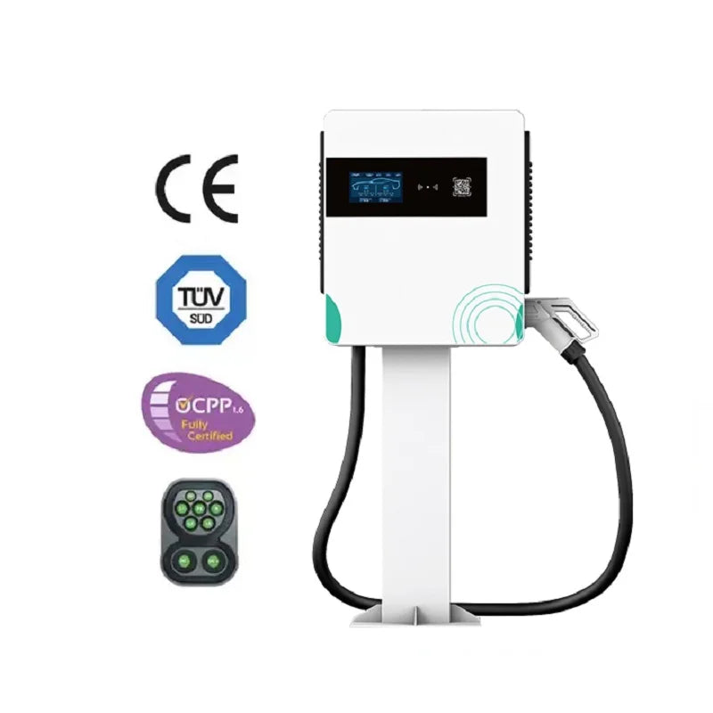 90kW DC EV Charger Station CCS2 Dual Gun Fast Charging Floor Mounted Smart APP WiFi 4G RFID IP54 OCPP 1.6J Fully Approved