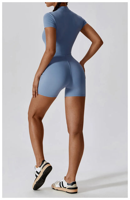Yoga Boilersuit Long Sleeved Women's Sportswear Gym Zipper Jumpsuits Workout High-intensity Fitness One-piece Skin-tight Garment