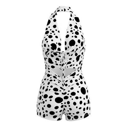 Sexy Polka Dot Romper Women Summer Sleeveless Crew Neck Backless  Bodycon Rompers Jumpsuit for Woman Playsuit