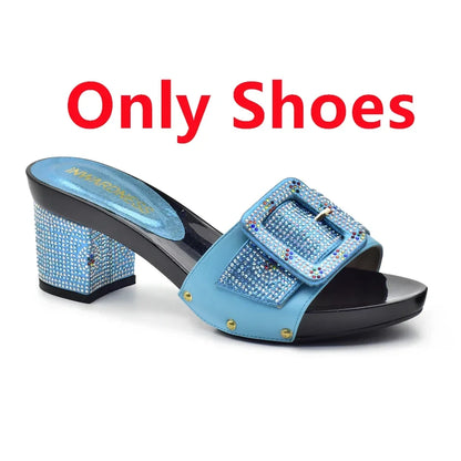 Latest African Shoes and Matching Bags Italian Nigerian Women Wedding Shoes and Bag Set with Rhinestone Luxury Designer Pumps