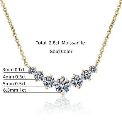 2.8ct Moissanite Necklace for Woman Wedding Fine Jewely with Certificates 925 Sterling Sliver Plated 18k White Gold Necklace