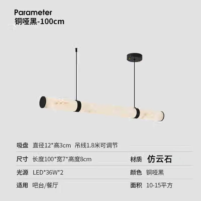 Italian Minimalist Pendant Lights Imitation Marble Strip Hanging Lamp Dining Table Restaurant Home Ceiling Decoration Chandelier