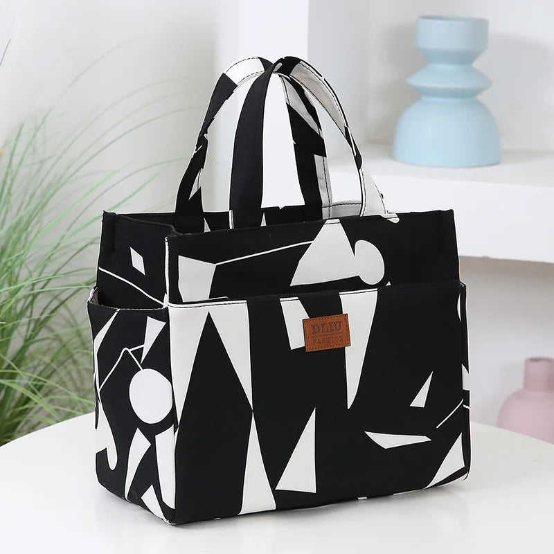 New Large Capacity Thickened Cloth Art Handbag Minimalist Work Lunch Box Storage Bag Suitable for Shopping Miscellaneous Uses