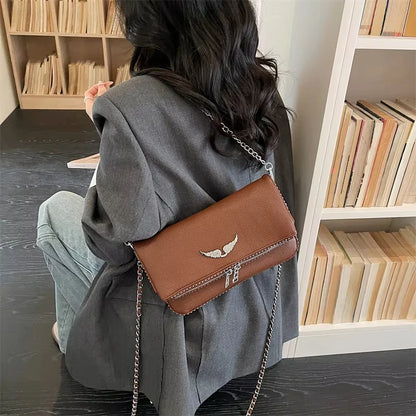 Fashionable Retro Ladies Chain-Shoulder Square Bag Luxury Textured Crossbody Shoulder Bag Women Handbags and Purses Underarm Bag