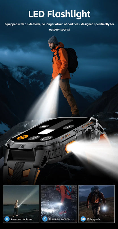 New Outdoor Military Men Smartwatch Equipped With GPS Sports LED Lighting, Compass, Wireless Communication IP68 Waterproof Watch