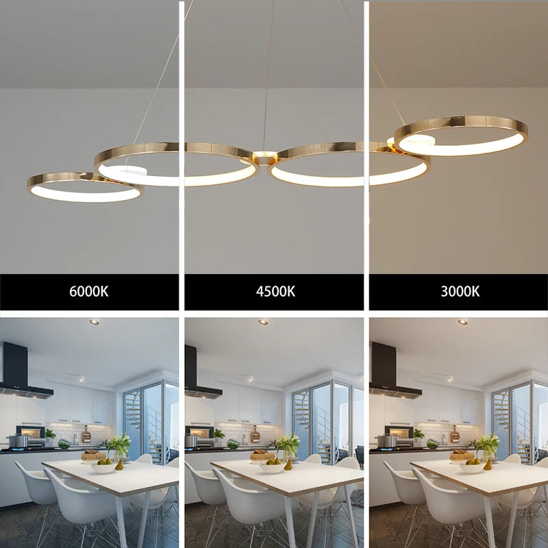 living room chandelier,Dimmable ceiling pendant chandelier,Led pendant lights for dining room kitchen Gold/chrome/black lustrs