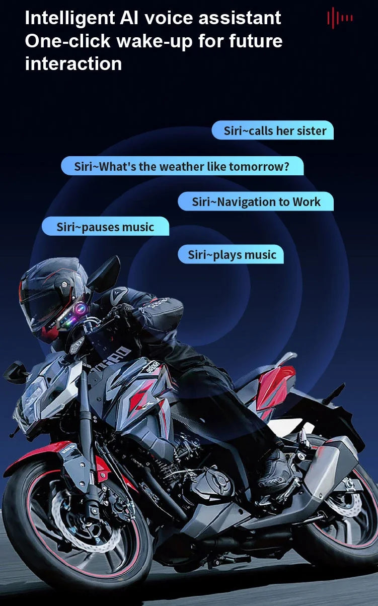 X3 Pro Motorcycle Helmet Bluetooth Headset 2-Riders Intercom 1000M BT6.0 IPX6 Waterproof Voice Assistant NoiseReduction FM Radio