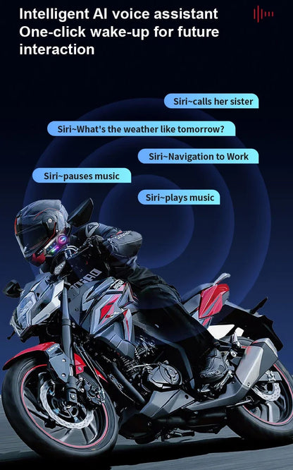 X3 Pro Motorcycle Helmet Bluetooth Headset 2-Riders Intercom 1000M BT6.0 IPX6 Waterproof Voice Assistant NoiseReduction FM Radio