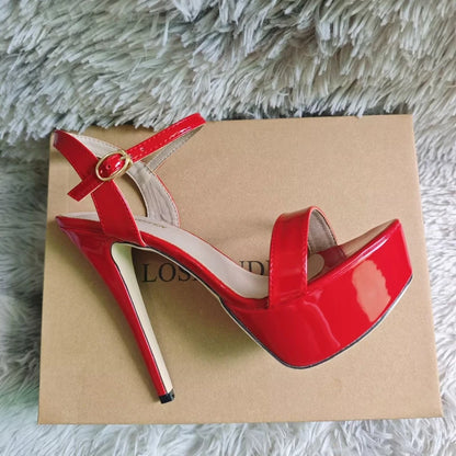 Women Sexy Pumps Peep Toes Sandals Stilettos 14cm Elegant Platform High Heels Luxury Nighclub Party Wedding Jazz Dance Shoes