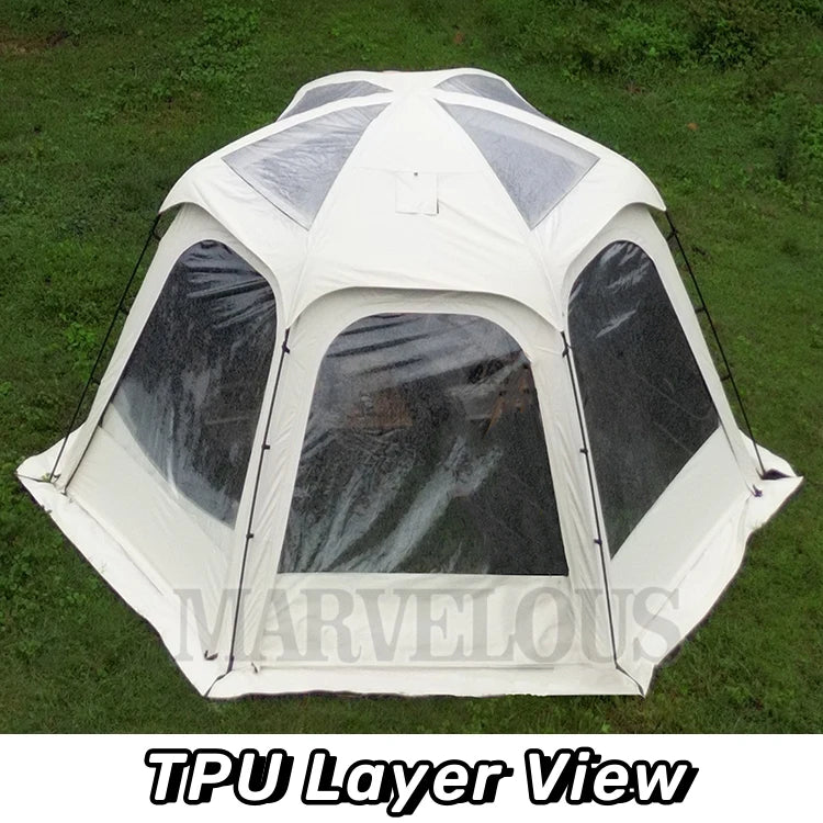 Hot Selling Large Connectable Big Family Camping Tent Dia. 460cm Geodesic Dome Tent with Modular Pod Tent Design 5 Bedrooms