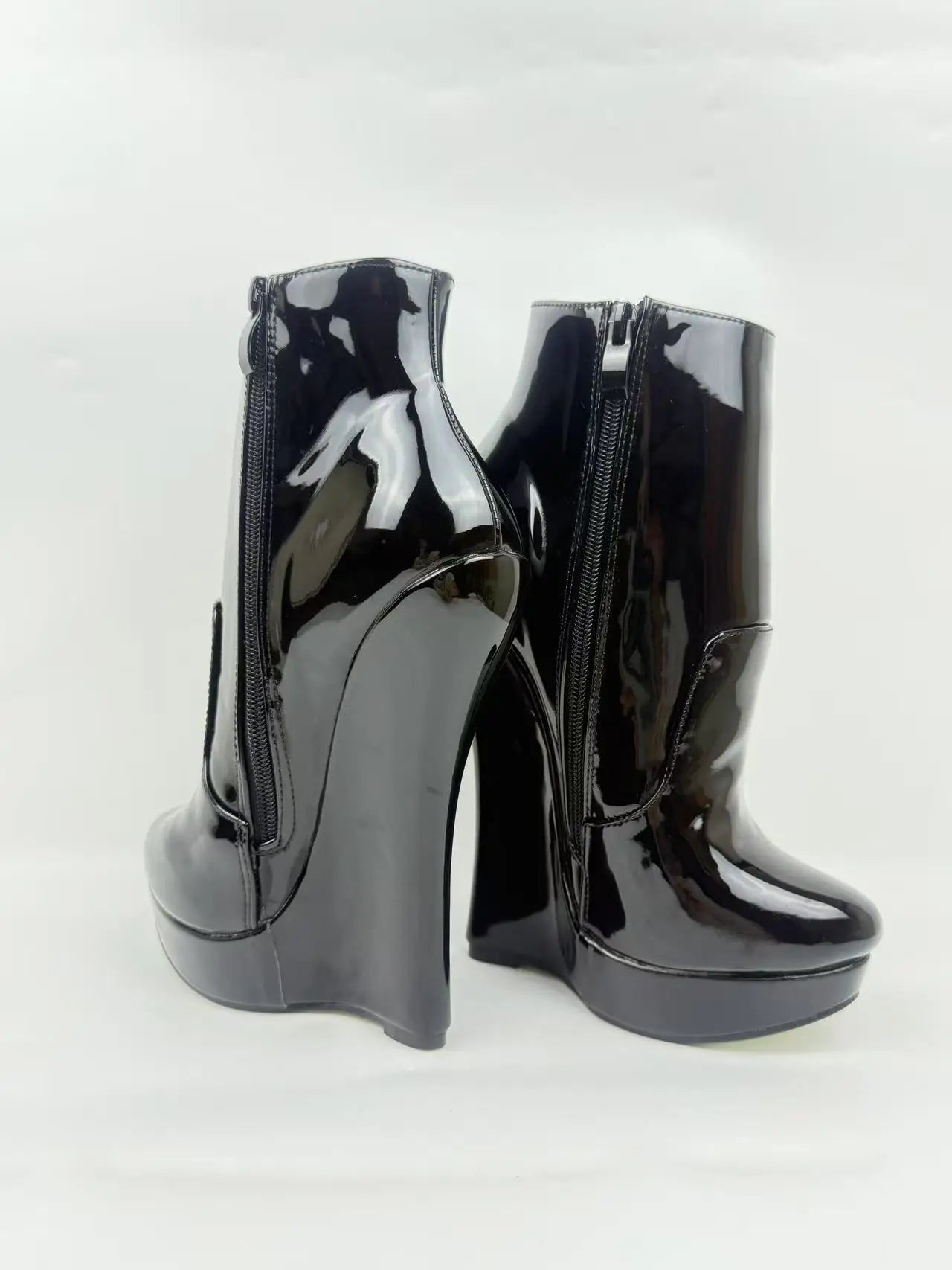 18CM Ultra High Heel Wedges Ballet Boots Pointed Toe Sexy Ankle Women Boots Plus Size 36-46 Black Size Zip Unisex Cosplay Shoes