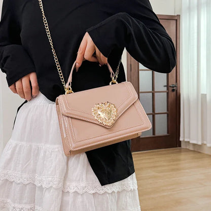 Light Luxury Burgundy Handbags for Women Trendy Versatile Buckle Flip Shoulder Bags Female Casual Commuting Chain Crossbody Bag