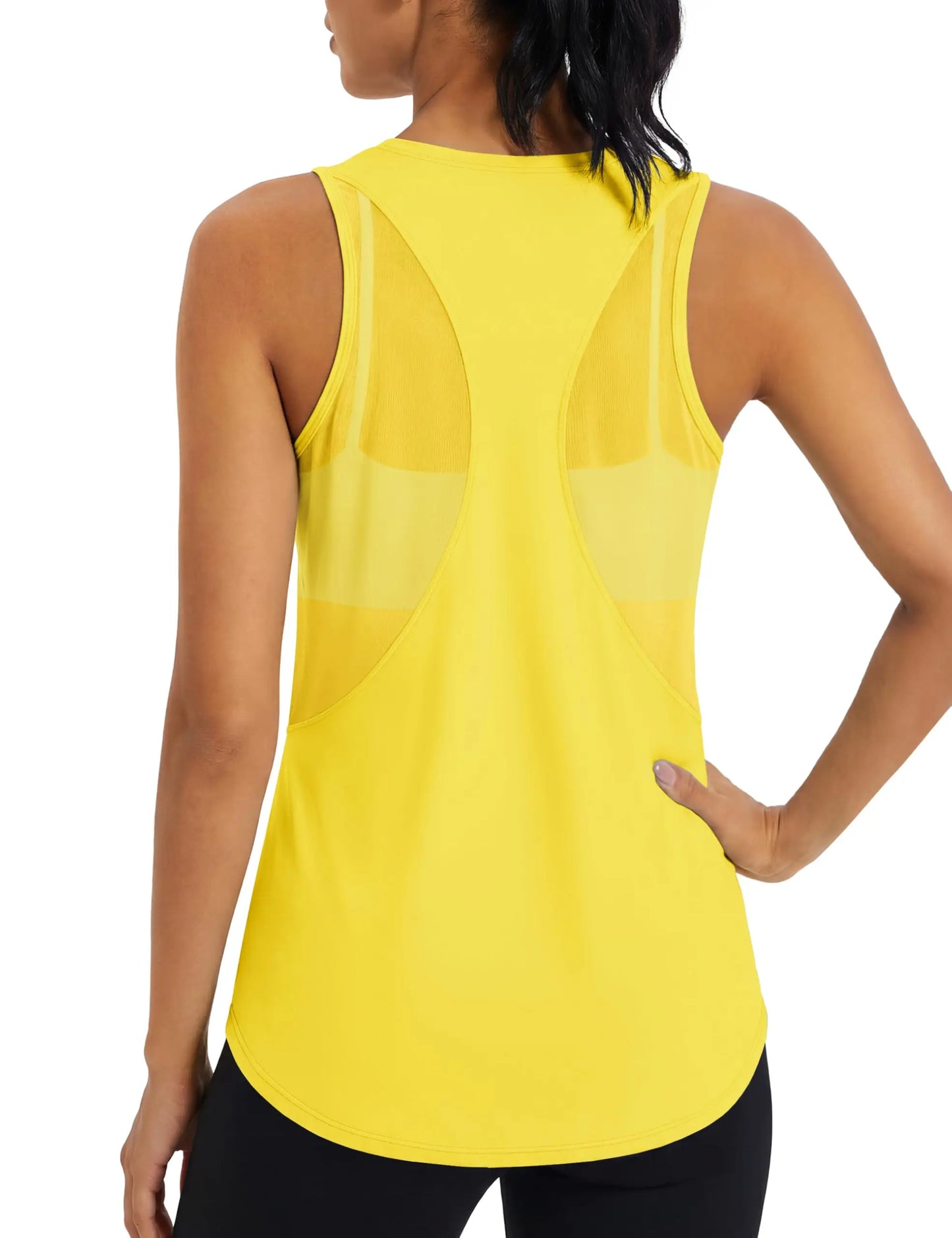TACVASEN Womens Mesh Racerback Workout Tank Top Yoga Sleeveless Shirt High Low Curved Hem Quick Dry Breathable Athletic Vest
