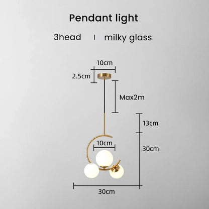 Medieval Bauhaus Gold Glass Ball Bubble Hanging LED Pendant Lights Creative Forged Lamps for Bedroom Home Decoration Chandelier