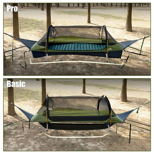 Night Cat Flat Lay Hammock Tent with Mosquito Net Sleeping Air Pad and Waterproof Rainfly for 1 Person Backpacking Hiking Camping Lightweight 330LBS 87x28x19in