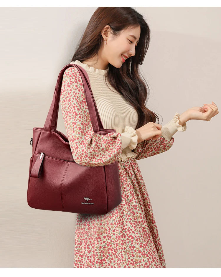 High Quality Soft Leather Shoulder Crossbody Bags For Women Large Capacity Luxury Bag Brand Designer Casual Handbag Sac A Main