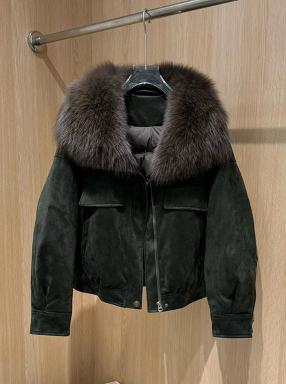 Women's Winter Genuine Fur Coat Cold Weather with Big Collar Mink Coat Thermal Outerwear for Casual City Fashion Wear Windproof