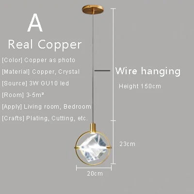 Crystal Led Pendant Lights Kitchen Fixture Suspension Bedside Hanging Lamp Nordic Loft Living Room Dining Room Indoor Home Decor