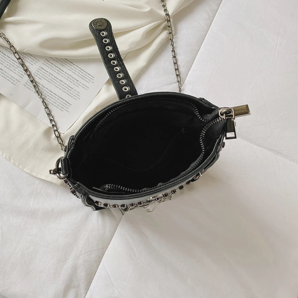 Luxury Designer Cylinder Bag Ladies Fashion Rivet Shoulder Bags Fringed Small Mobile Phone Crossbody Purse Summer Chain Borse