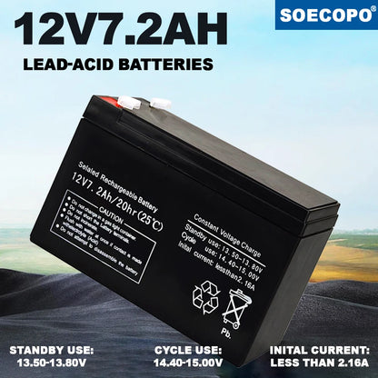 12V 7.2AH Maintenance Free Lead Acid Battery Solar Storage For RV Camping Emergency Power Home Backup