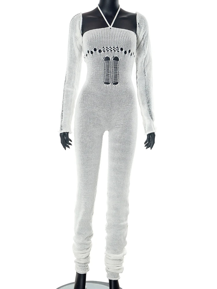 Sisterlinda Fashion Trend Y2K Jumpsuits Women Patchwork Sleeve Bandage Stretch Hipster One Piece Overalls Female Streetwear 2023