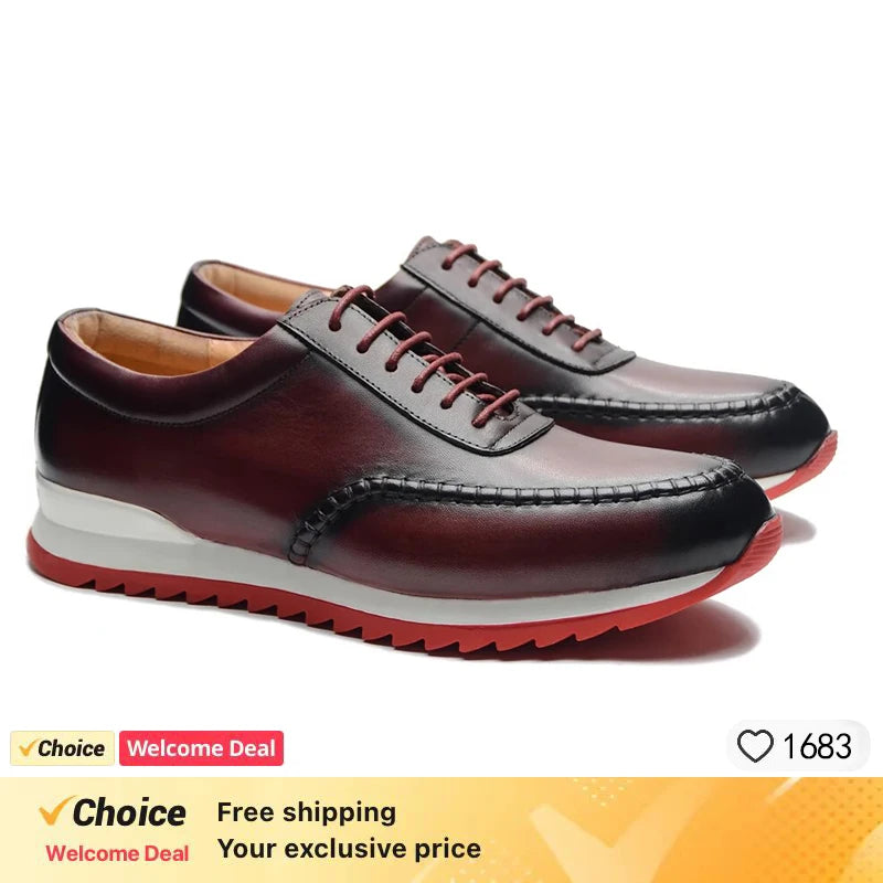 British Genuine Leather Men's Shoes Crocodile Pattern Comfortable Lace-Up Casual Sneakers for Autumn New 2026 Outdoor