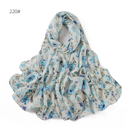 66 Colors Pearl Chiffon Printed Hijab Scarf New Fresh Small Floral Polka Dot Sunscreen Silk Scarf Shawl Turbans for Women Hijabs