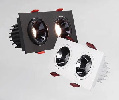 Recessed LED Ceiling Lamp 9W 12W 15W Single/Double Head LED Spot Lights COB Anti-Glare Downlight For Home Office Store Indoor