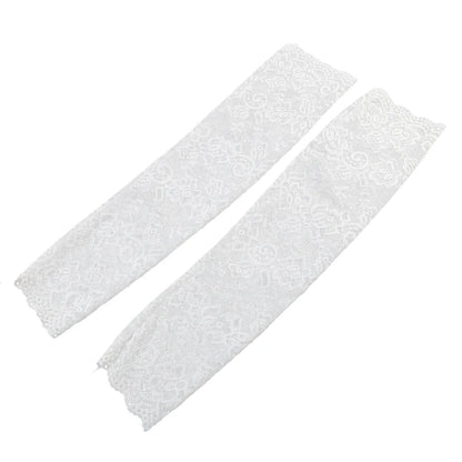 Women Summer Ice Silk Lace Arm Sleeve Elastic Sleeve Driving Gloves Black White Long Fingerless Mittens Sunscreen Gloves