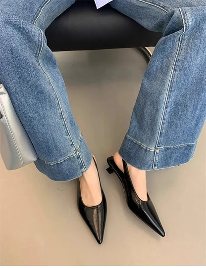 Designer Luxury Summer Pointed Toe Women Sandals Fashion Singbacks Mules Shoes Ladies Elegant Low Heel Stripper Party Sandalias