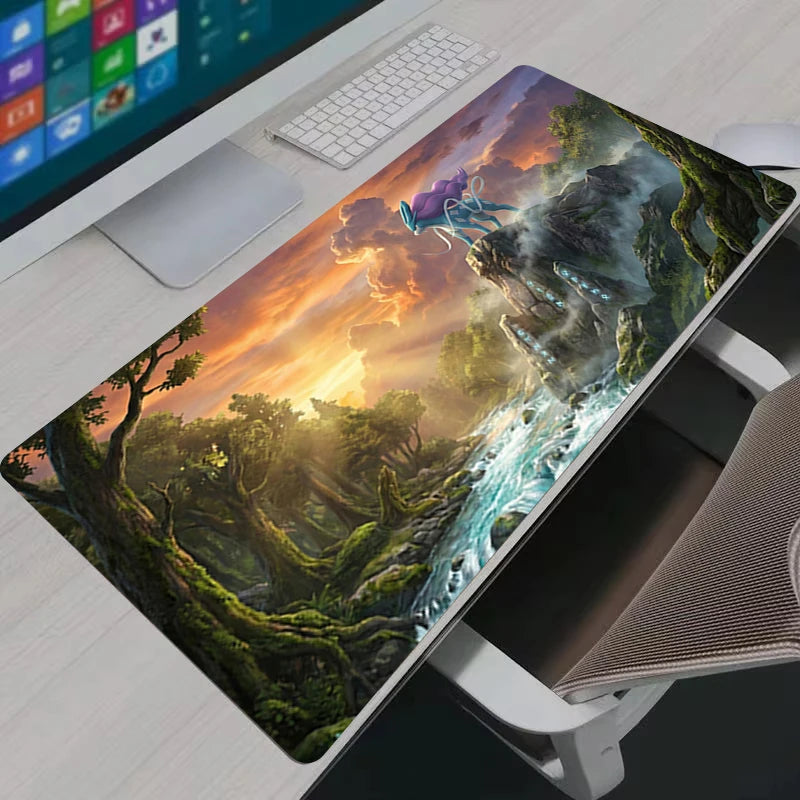 Mouse Pad Pokemon Suicune Large Gamer Gaming Accessories Speed Lock Edge Rubber Keyboard Desk Mat Office Laptop Mousepad