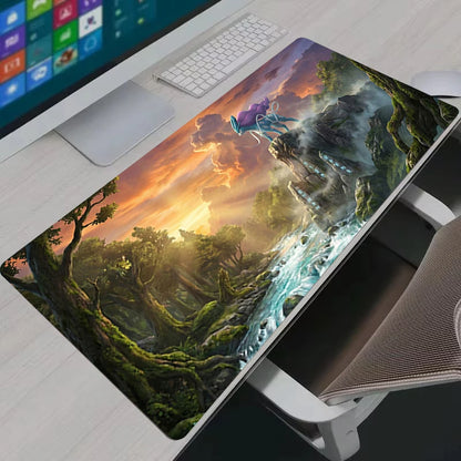 Mouse Pad Pokemon Suicune Large Gamer Gaming Accessories Speed Lock Edge Rubber Keyboard Desk Mat Office Laptop Mousepad