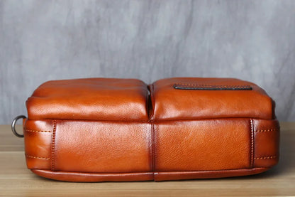 Retro Leather Men's Briefcase Top Layer Leather Handbag Casual Shoulder Messenger Bag Business Laptop Bag Trendy Men's Bag NZPJ