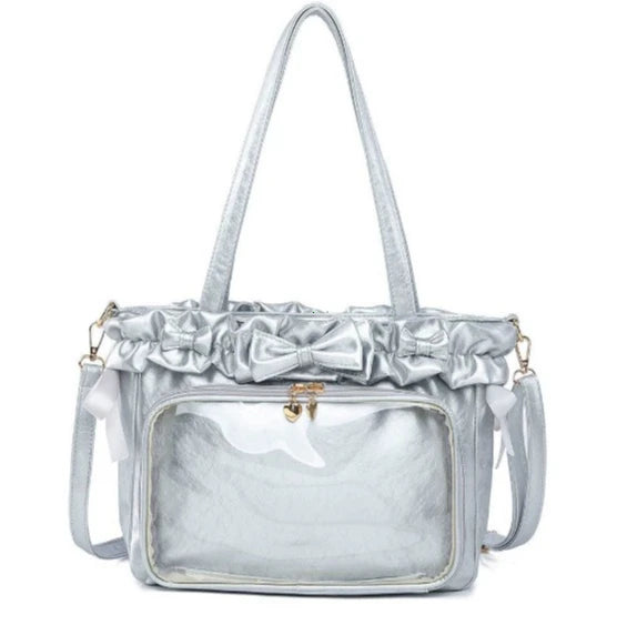 DIY Anime Badge Crossbody Shoulder Bag Subculture Ruched JK Uniform Bolso Mujer Сумки 2026 Lolita Women Ita Bags PU Clear Window