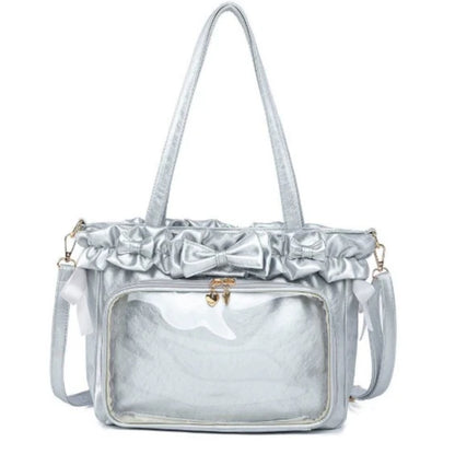 DIY Anime Badge Crossbody Shoulder Bag Subculture Ruched JK Uniform Bolso Mujer Сумки 2026 Lolita Women Ita Bags PU Clear Window