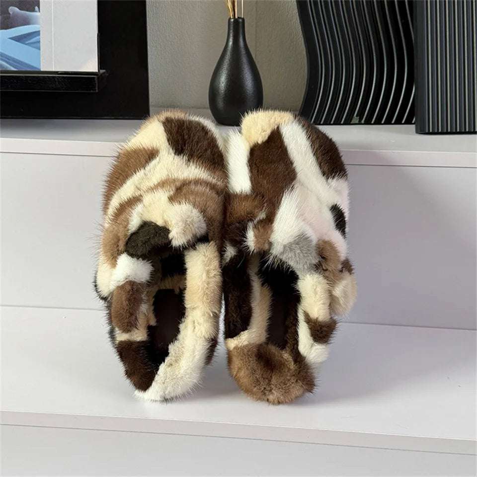 Slippers Shoes for Women 2026 Flat Real Fur Mink Slippers Soft Indoor Women's Slippers Flip Flops Woman Luxury Designer Shoes